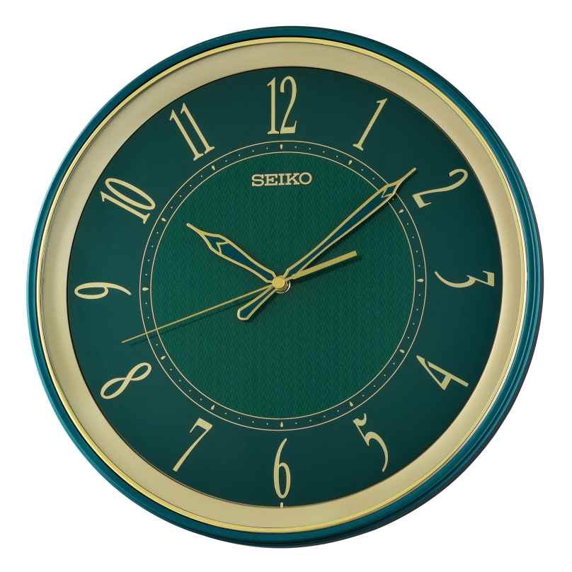 Seiko QXA834M Wanduhr Quarz mit Leisegang Grün/Goldfarben 4517228841361