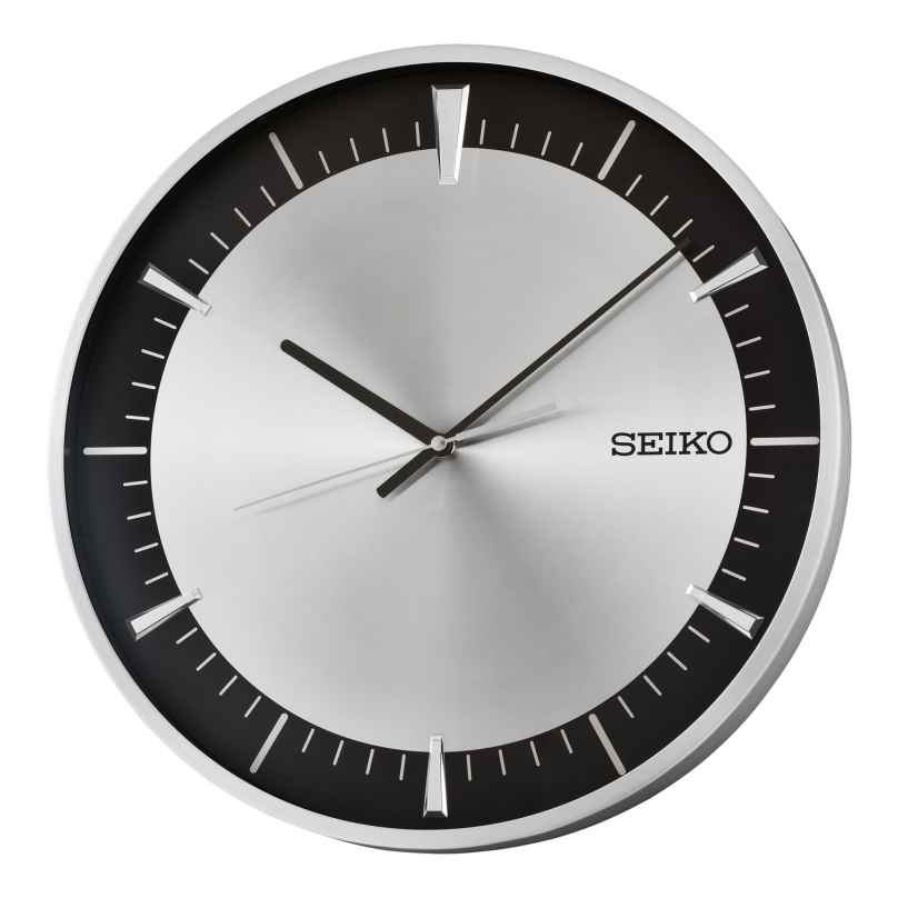 Seiko QXA840S Quarz Wanduhr mit Leisegang Silberfarben/Schwarz 4517288700288