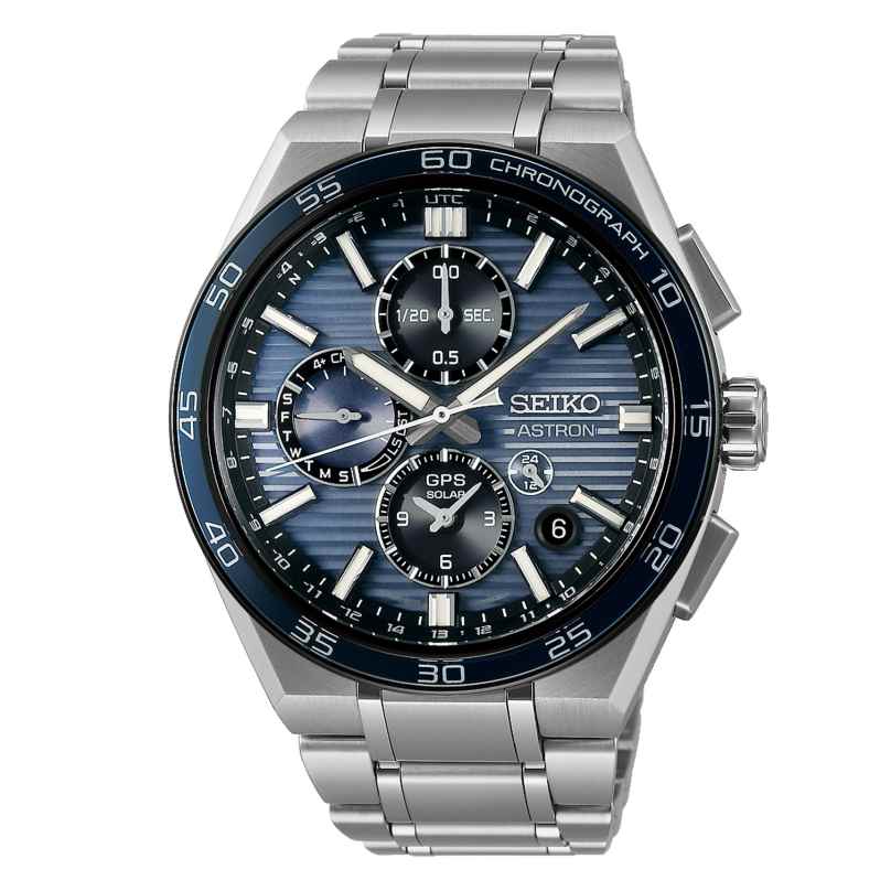 Seiko SSH175J1 Astron GPS Solar Men's Watch Chronograph Titanium/Blue 4954628255358