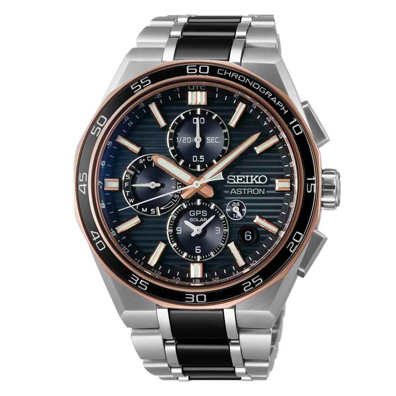 Seiko SSH180J1 Astron GPS Solar Men's Watch Chrono Titanium Two-Colour 4954628255389