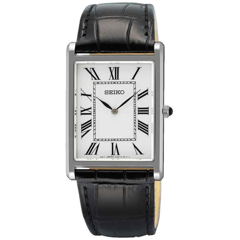 Seiko SWR103P1 Herrenuhr Quarz mit Lederband Schwarz 4954628256126