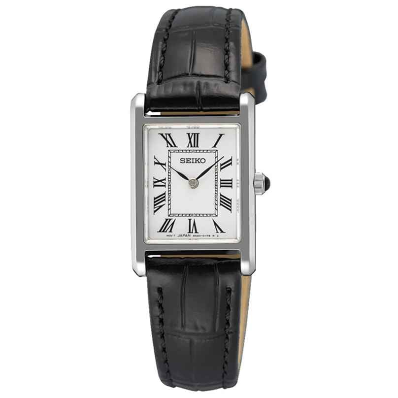 Seiko SWR107P1 Women's Watch Quartz with Black Leather Strap 4954628256157