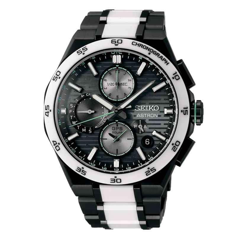 Seiko SSH185J1 Astron GPS Solar Men's Watch Chrono Titanium Black/White LE 4954628255402