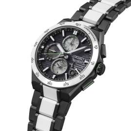 Seiko SSH185J1 Astron GPS Solar Men's Watch Chrono Titanium Black/White LE