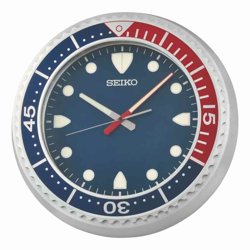 Seiko QXA849S Wanduhr Quarz mit Leisegang Blau/Rot 4517288700547