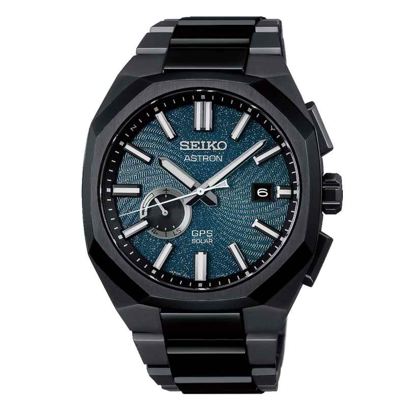 Seiko SSJ039J1 Astron GPS Solar Herrenuhr Titan Schwarz/Blau LE 4954628257185