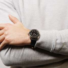Seiko SUR461P1 Herren-Armbanduhr mit Lederband Schwarz