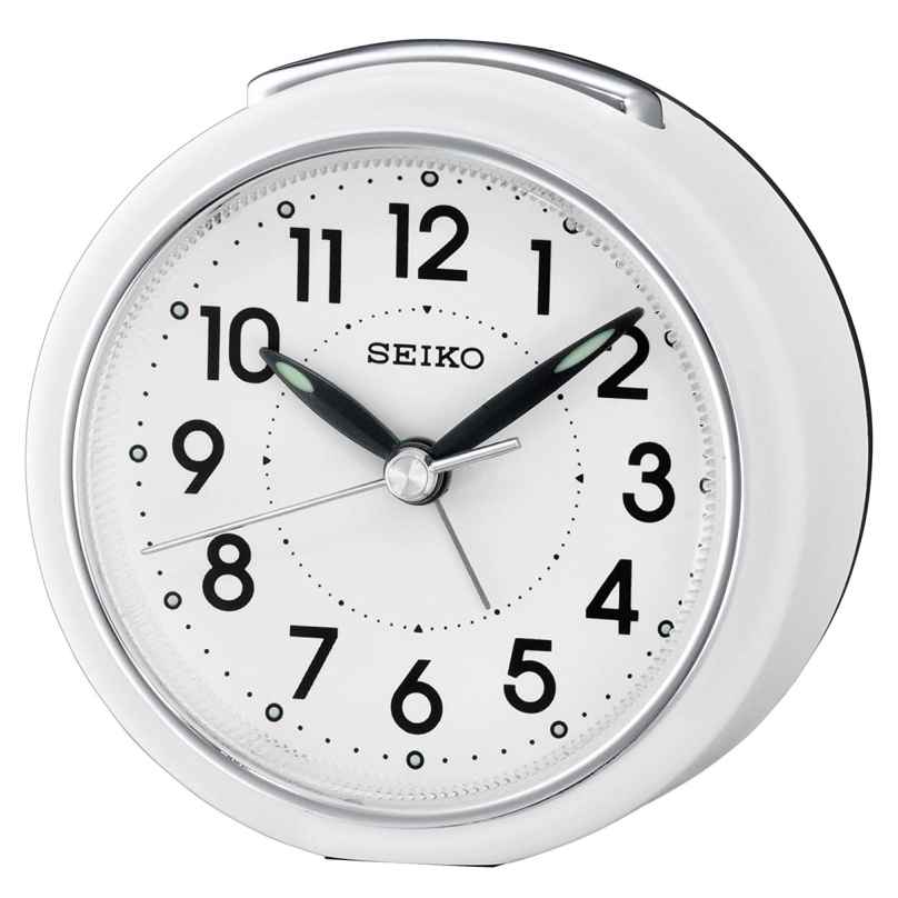 Seiko QHE125W Alarm Clock with Silent Movement Round White 4517228829772