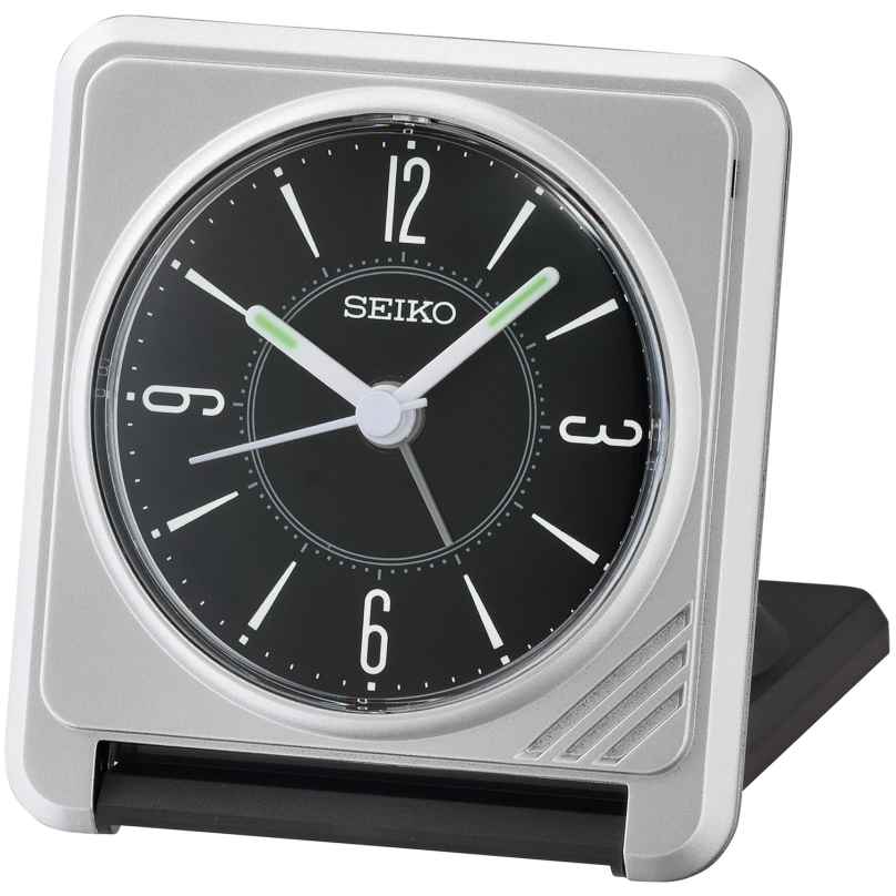 Seiko QHT015A Travel Alarm Clock Black / Silver 4517228838262