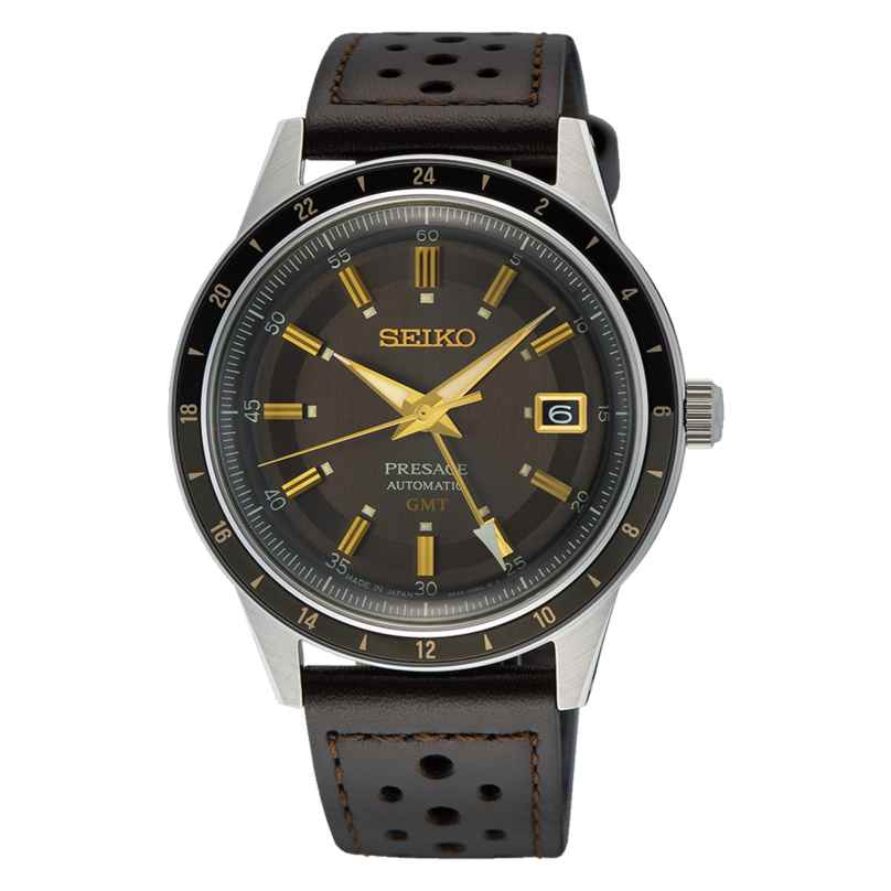 Seiko SSK013J1 Presage Style 60's Herren-Armbanduhr Automatik GMT Braun 4954628250513