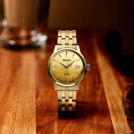 Seiko SRPK46J1 Presage Men's Automatic Watch Cocktail Time Gold Tone
