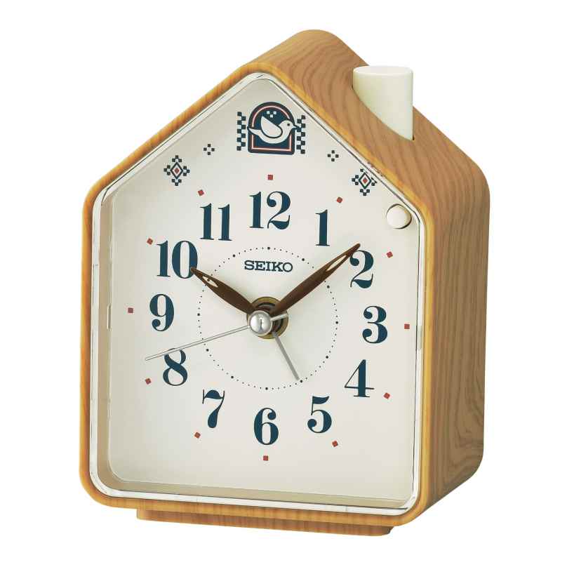 Seiko QHP011B Alarm Clock with Bird Sounds Marbled Brown 4517228839054