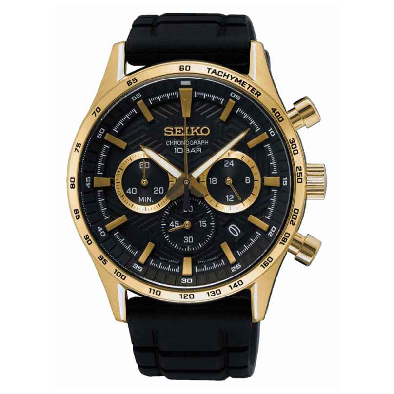 Seiko SSB446P1 Men's Watch Chronograph Black / Gold Tone 4954628251800