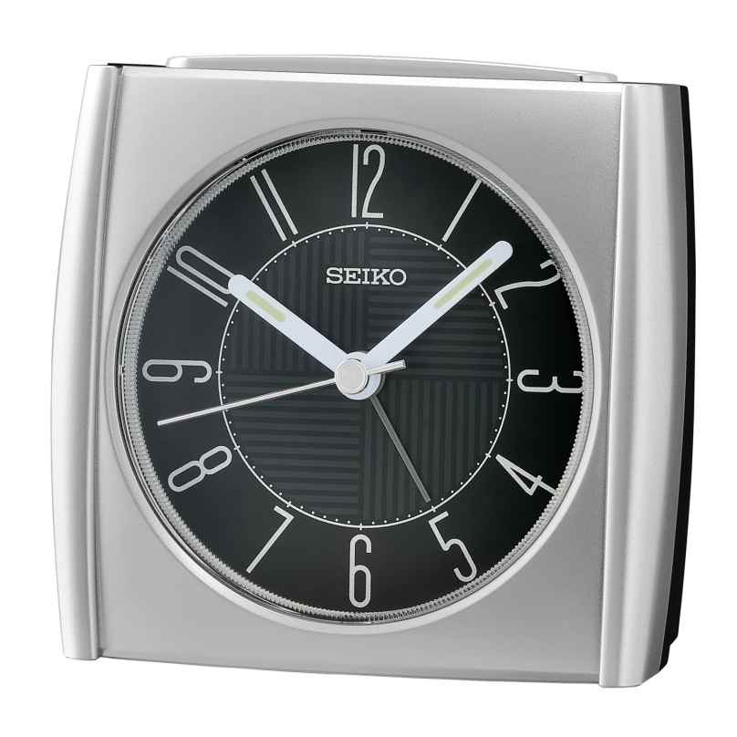 Seiko QHE205S Quartz Alarm Clock Small Silver Tone 4517228840869