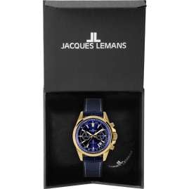 Jacques Lemans 1-2117G Herren-Chronograph Liverpool Blau / Goldfarben