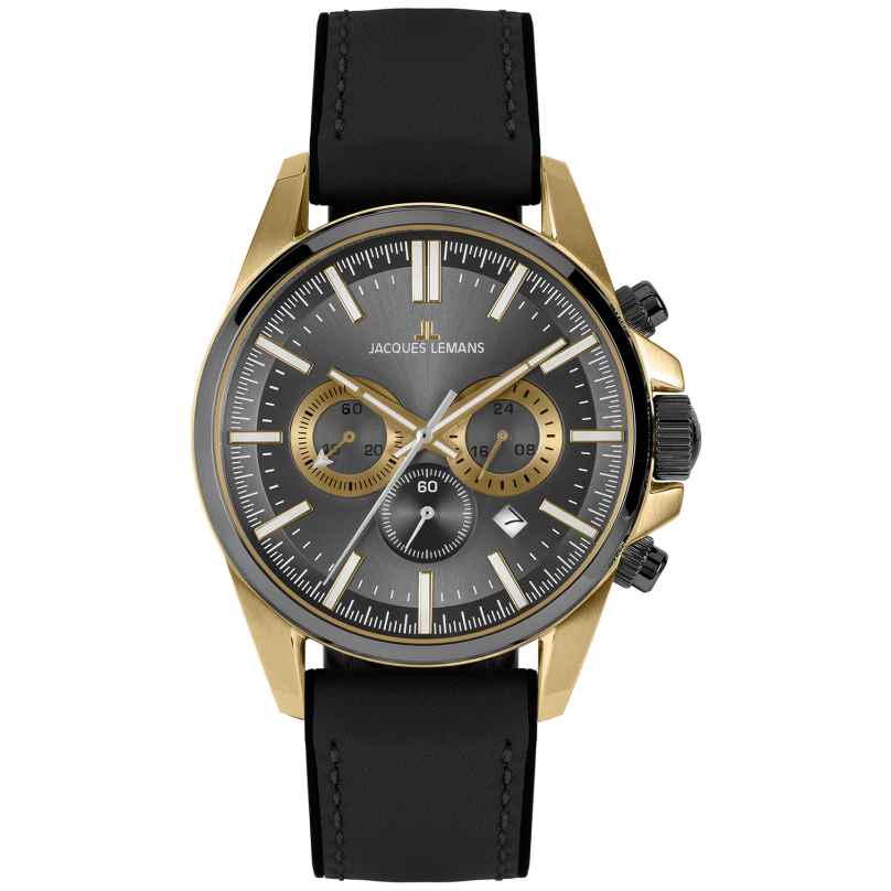 Jacques Lemans 1-2119D Men's Watch Chronograph Liverpool Black/Gold Tone 4040662164340