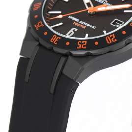 Jacques Lemans 1-2109D Men´s Wristwatch Hybromatic with Silicone Strap Black