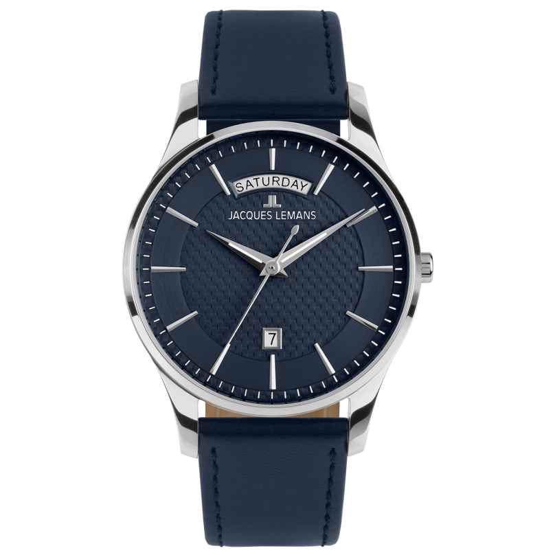 Jacques Lemans 1-2193C Men's Wristwatch London Blue Leather 4040662184157