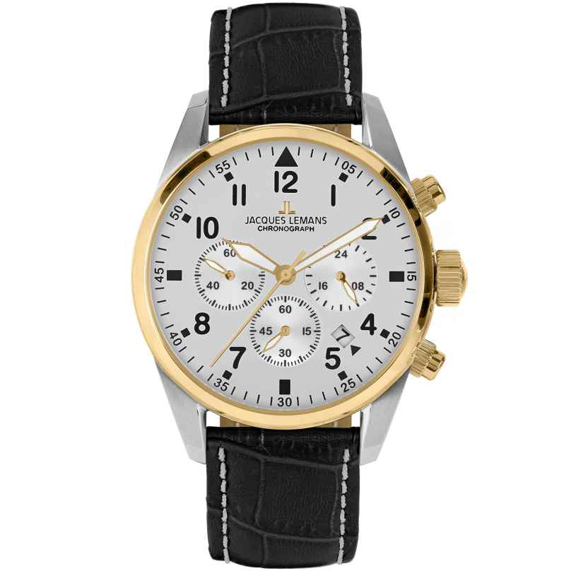 Jacques Lemans 42-2E Men's Watch Chronograph Sport Black/Two Tone 4040662183648