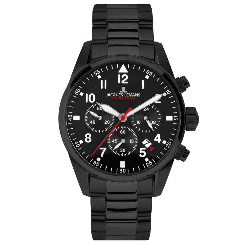 Jacques Lemans 42-2H Herrenuhr Chronograph Sport Schwarz 4040662183679