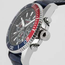 Jacques Lemans 1-2206D Herrenuhr Chronograph mit Lederband Blau