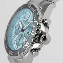 Jacques Lemans 1-2206K Men's Diving Watch Chronograph Steel/Ice Blue