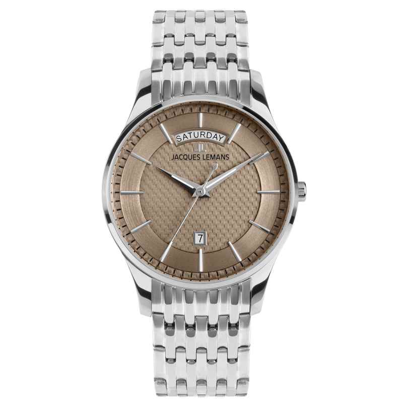 Jacques Lemans 1-2193L Men's Wristwatch Quartz Steel/Brown 4040662186441
