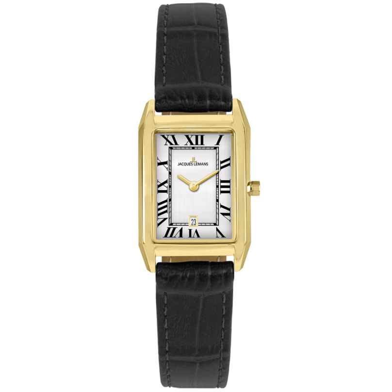 Jacques Lemans 1-2189.1P Damen-Uhr Quarz Rechteckig Schwarz/Goldfarben 4040662186366