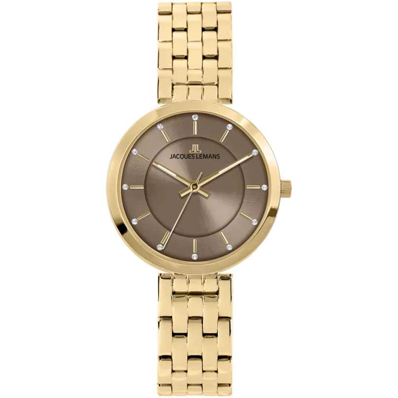 Jacques Lemans 1-2211F Ladies' Watch Milano Gold Tone/Brown 4040662189091