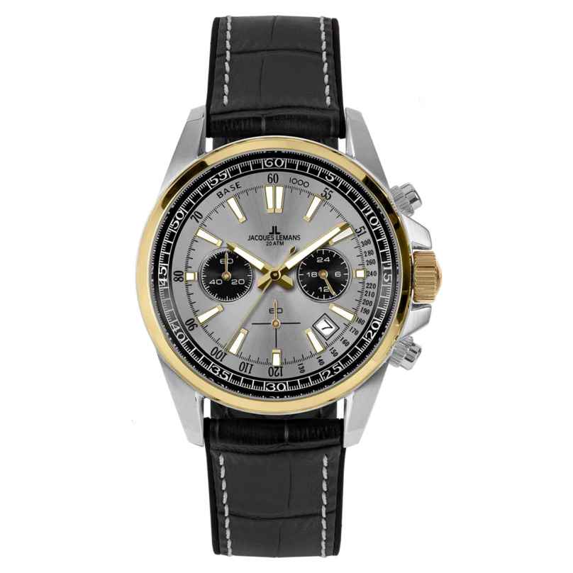 Jacques Lemans 1-2117ZL Men's Watch Chronograph Liverpool Black/Grey 4040662188797