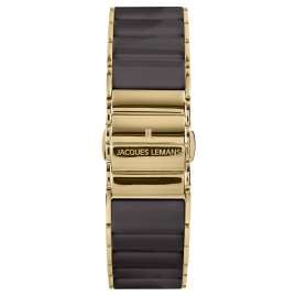 Jacques Lemans 1-2214G Women's Watch Ceramic Dublin Gold Tone/Dark Brown