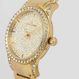 Jacques Lemans 1-2191C Damenuhr Quarz Venice Goldfarben mit Glitzer