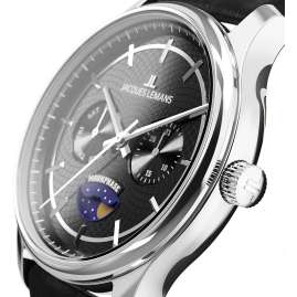 Jacques Lemans 1-2213A Men's Watch Derby with Moon Phase Black