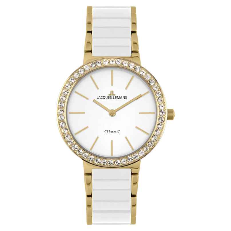 Jacques Lemans 50-7D Damenuhr Monaco Goldfarben/Keramik Weiß 4040662191629