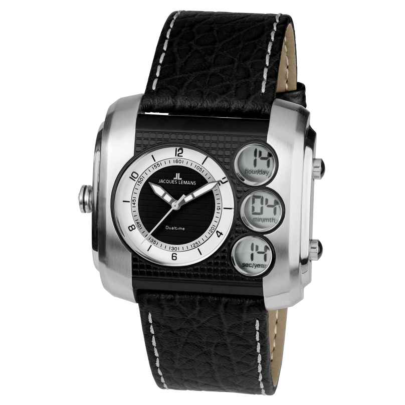 Jacques Lemans 1-1780C Men's Wristwatch AnaDigi Black/Steel 4040662118718