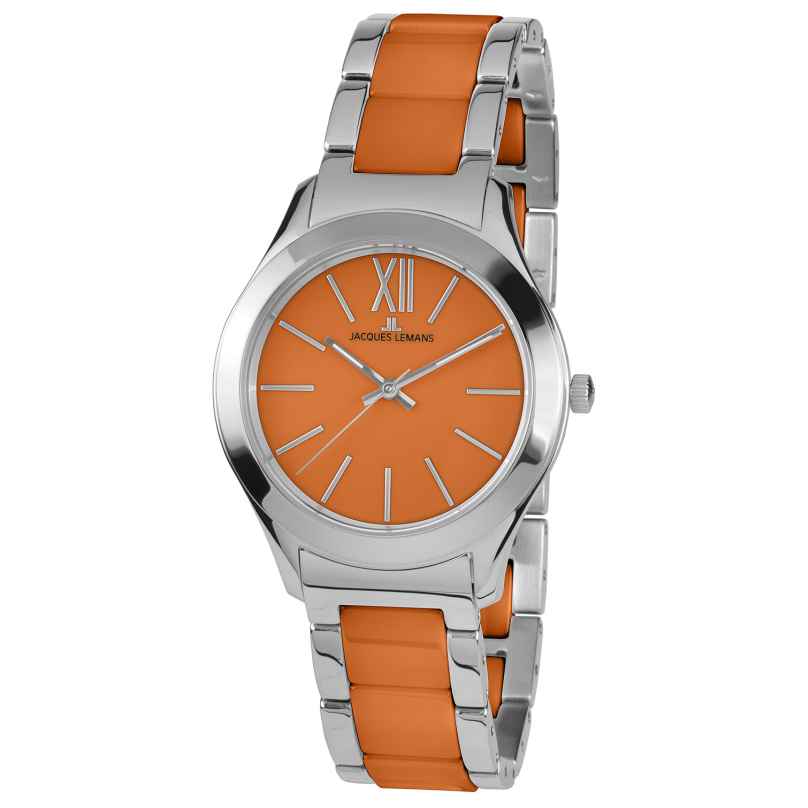 Jacques Lemans 1-1796L Ladies' Watch Ceramic Steel/Orange 4040662125105