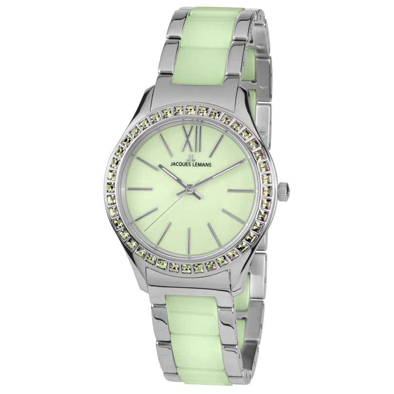 Jacques Lemans 1-1797K Women's Watch Steel Ceramic Light Green 4040662125044