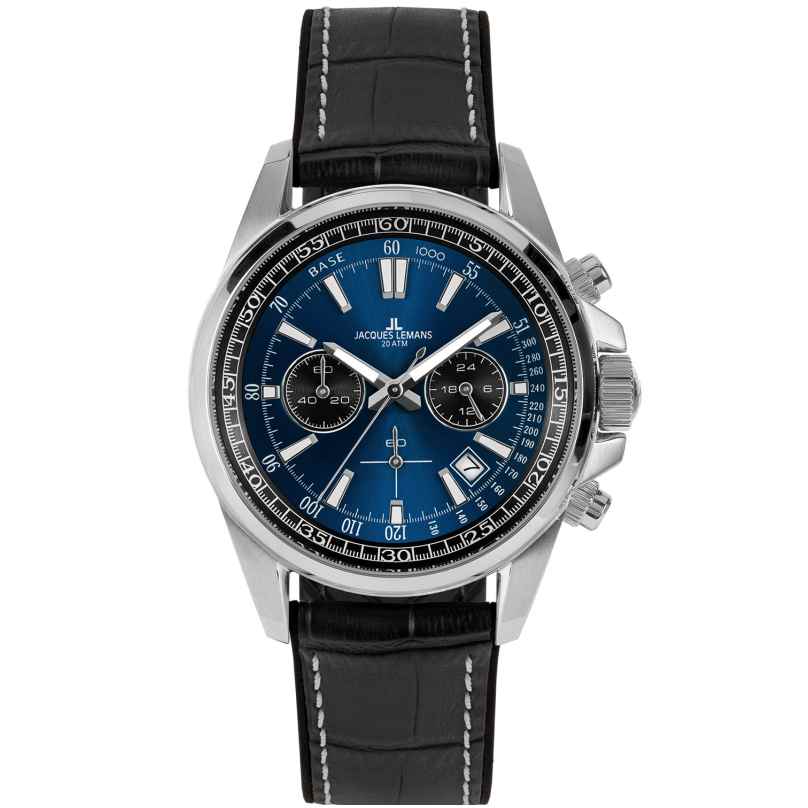 Jacques Lemans 1-2117S Men's Watch Chronograph Liverpool Black/Blue 4040662178170