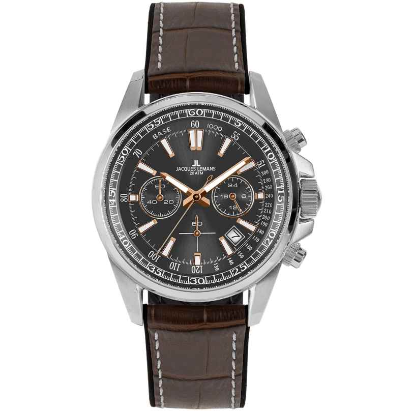 Jacques Lemans 1-2117W Men's Watch Chronograph Liverpool Brown/Grey 4040662178194