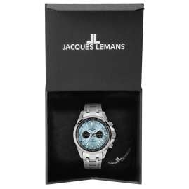 Jacques Lemans 1-2117ZB Men's Watch Chronograph Liverpool Steel/Light Blue