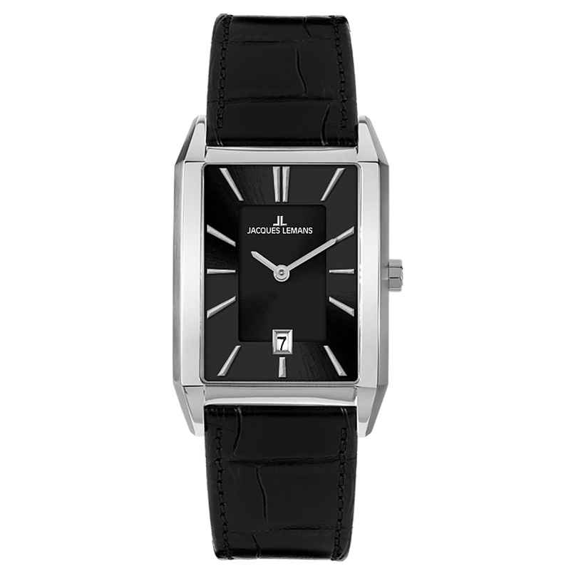 Jacques Lemans 1-2159B Men's Watch Quartz with Black Leather Strap 4040662177289