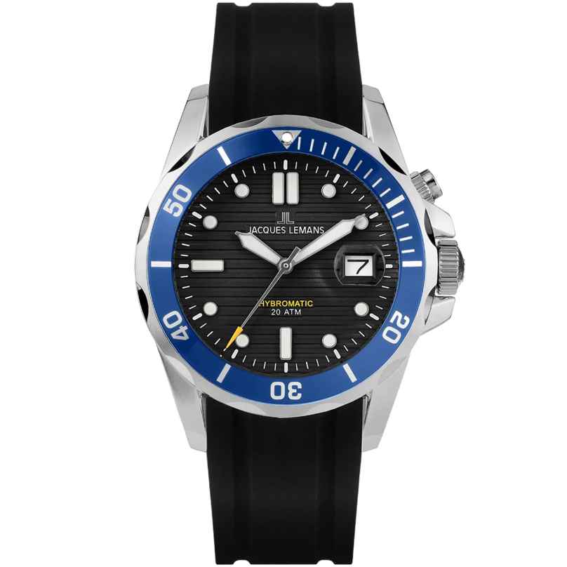 Jacques Lemans 1-2170D Men's Wristwatch Hybromatic Black/Blue 4040662179566