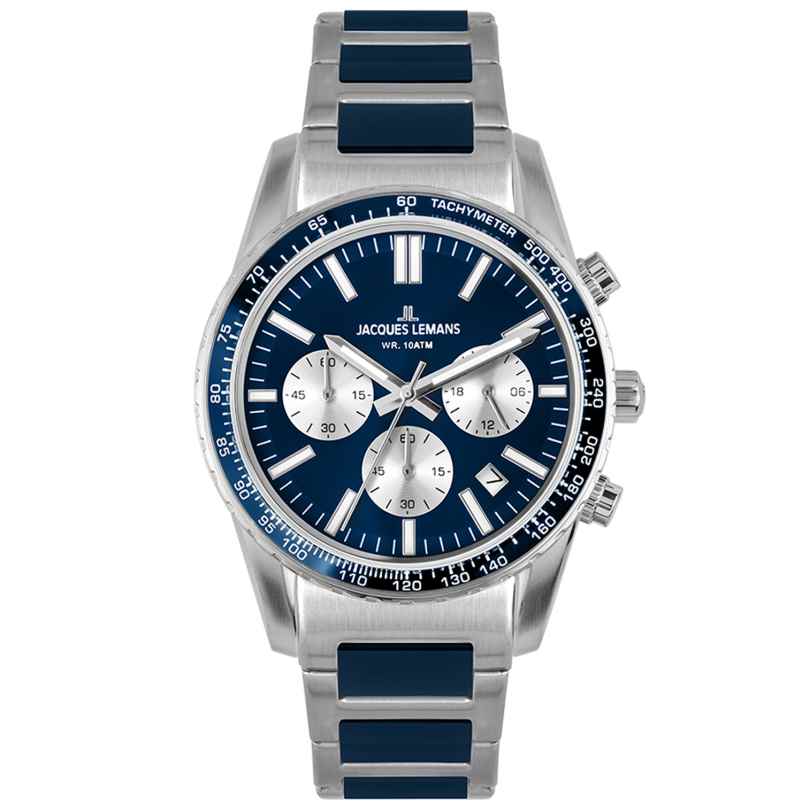 Jacques Lemans 1-2059I Wristwatch Chronograph Liverpool Blue Ø 39 mm 4040662144168