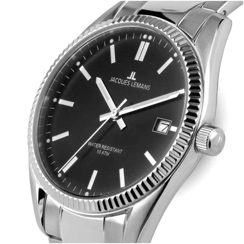 Jacques Lemans Herrenuhr Derby Edelstahl/Schwarz 50-3A
