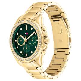 Tommy Hilfiger 1782614 Women's Watch Brooklyn Multifunction Gold Tone/Green