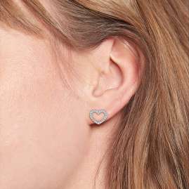 Tommy Hilfiger 2780744 Women's Stud Earrings Enamel Hearts Silver Tone