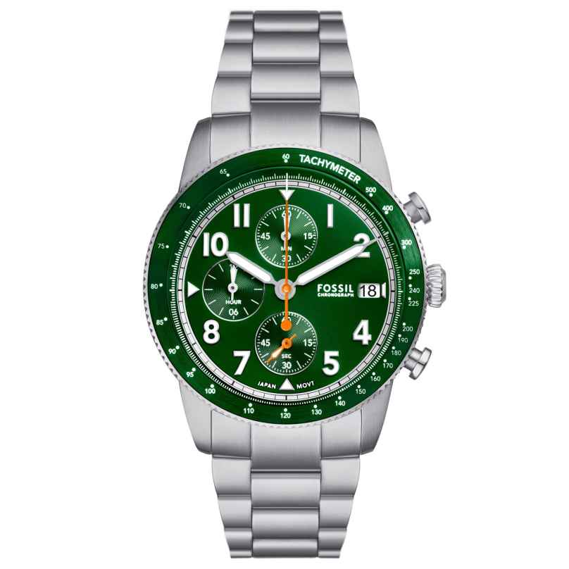 Fossil FS6048 Men's Watch Sport Tourer Chronograph Steel/Green 4064092267358