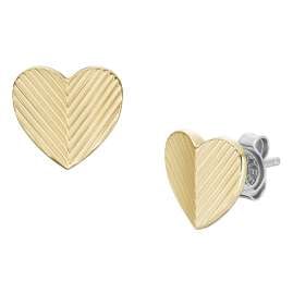 Fossil JF04654710 Women's Stud Earrings Heart Gold Tone