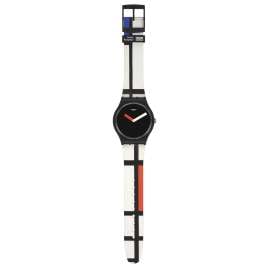 Swatch SUOZ344 Armbanduhr Red, Blue and White, by Piet Mondrian