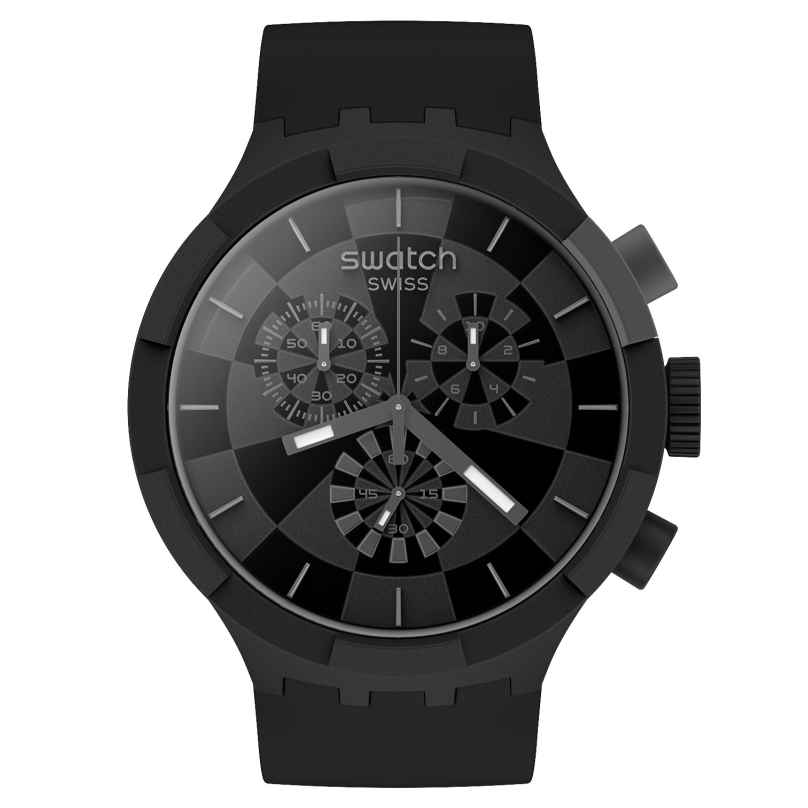 Swatch SB02B103-5300 Men's Watch Chronograph Checkpoint Black Pay! 7610522872684